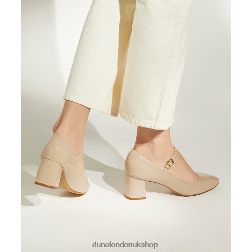 Patent Block-Heel Mary Jane Courts Women N4BBPB91 Dune London Alenna Nude