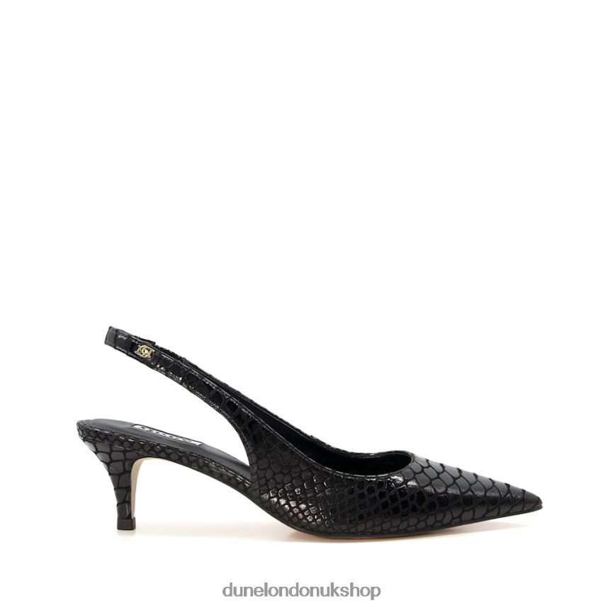 Reptile-Effect Leather Slingback Courts Women N4BBPB524 Dune London Capitol Black