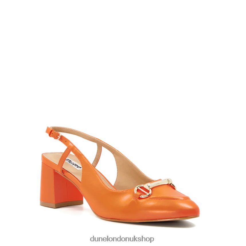 Snaffle-Trim Block-Heel Slingback Courts Women N4BBPB492 Dune London Cassie Orange