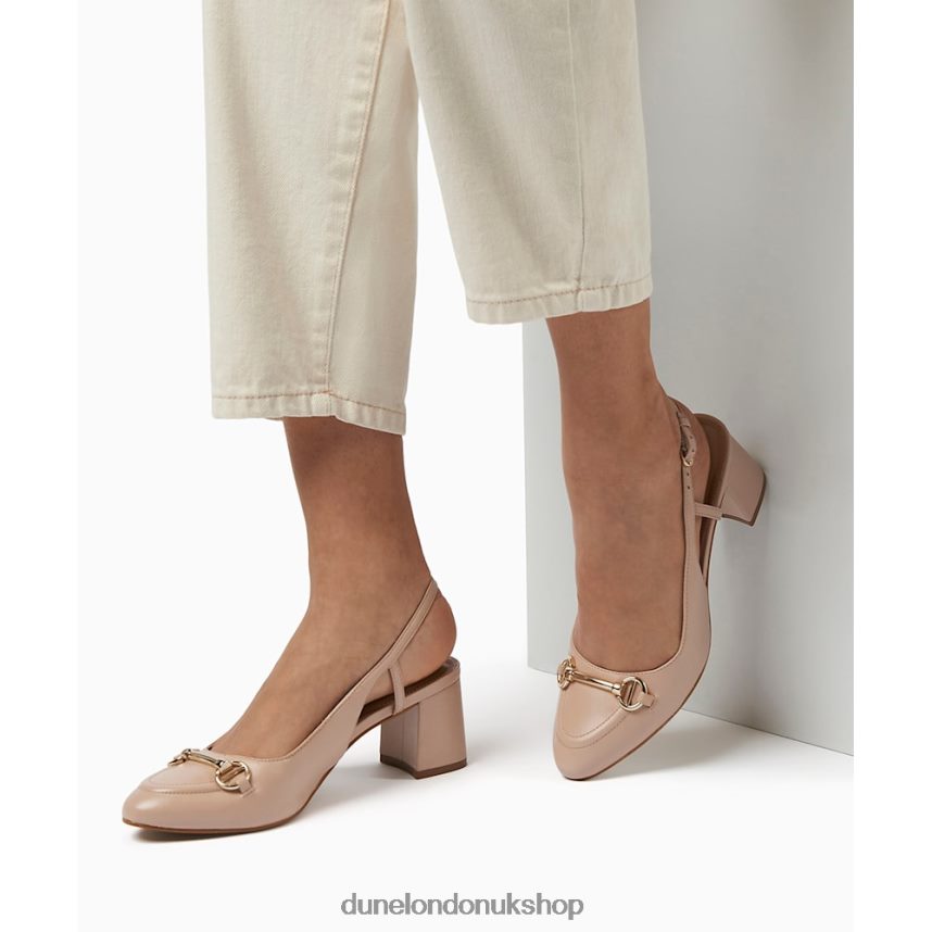 Snaffle-Trim Block-Heel Slingback Courts Women N4BBPB507 Dune London Cassie Nude