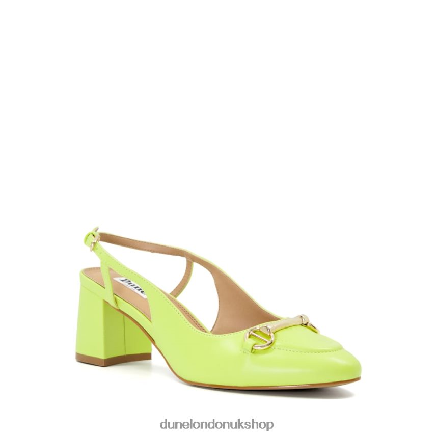 Snaffle-Trim Leather Block-Heel Slingback Courts Women N4BBPB67 Dune London Cassie Lime Green