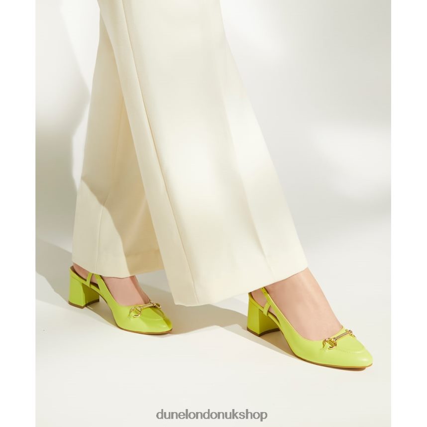 Snaffle-Trim Leather Block-Heel Slingback Courts Women N4BBPB67 Dune London Cassie Lime Green