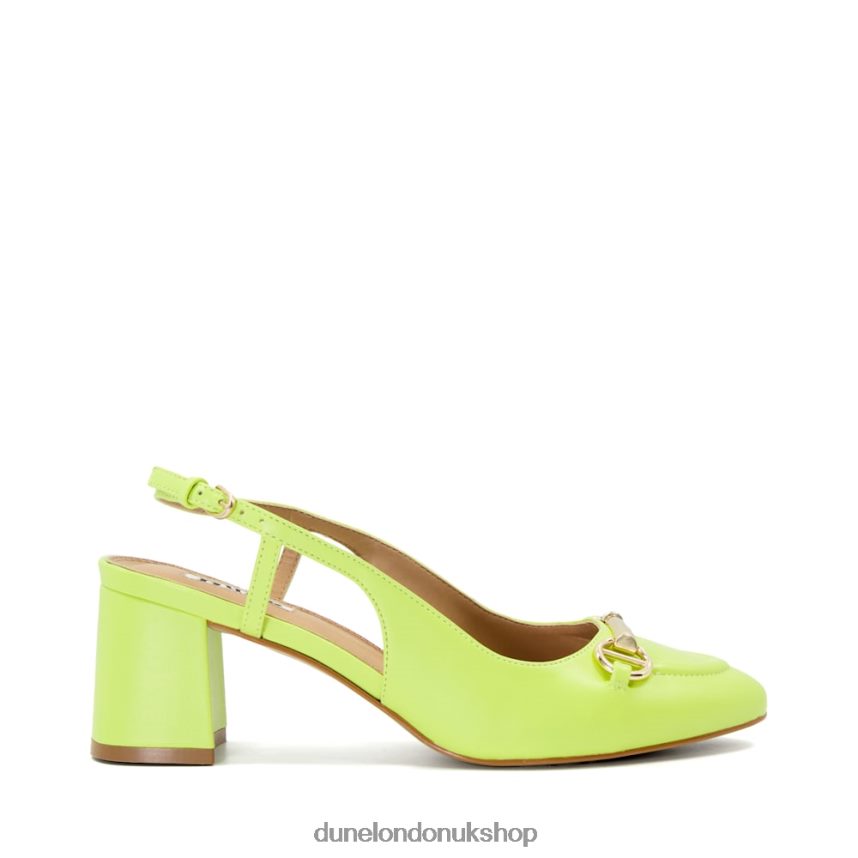 Snaffle-Trim Leather Block-Heel Slingback Courts Women N4BBPB67 Dune London Cassie Lime Green