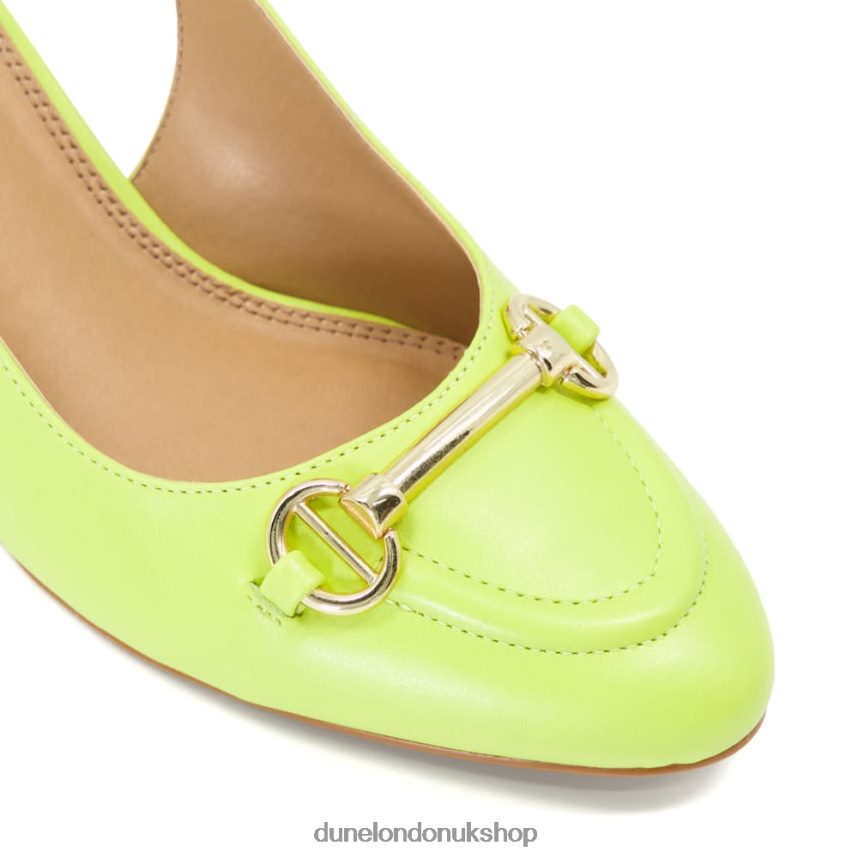 Snaffle-Trim Leather Block-Heel Slingback Courts Women N4BBPB67 Dune London Cassie Lime Green