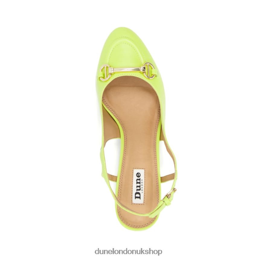 Snaffle-Trim Leather Block-Heel Slingback Courts Women N4BBPB67 Dune London Cassie Lime Green