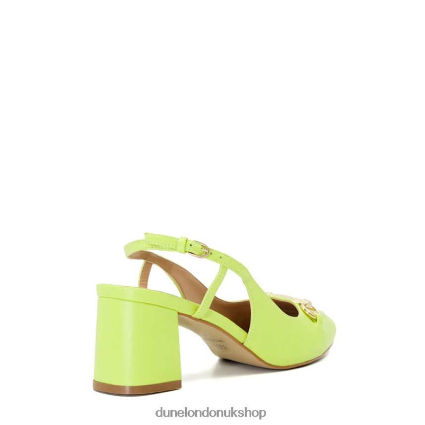 Snaffle-Trim Leather Block-Heel Slingback Courts Women N4BBPB67 Dune London Cassie Lime Green