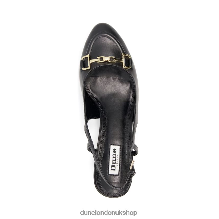 Snaffle-Trim Leather Slingback Shoes Women N4BBPB558 Dune London Cassidy Black