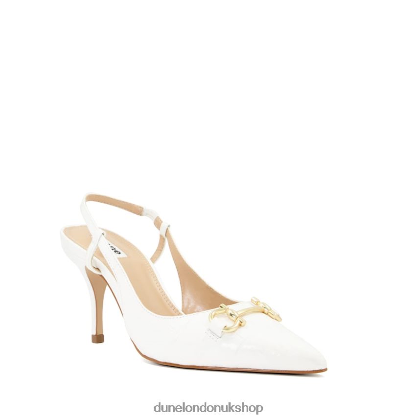 Snaffle-Trim Slingback Courts Women N4BBPB628 Dune London Click White - Click Image to Close