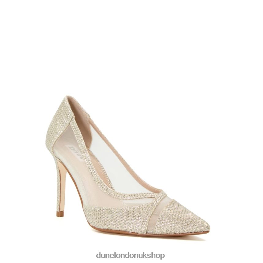 Textured Metallic Heeled Court Shoes Women N4BBPB554 Dune London Banks Gold - Click Image to Close