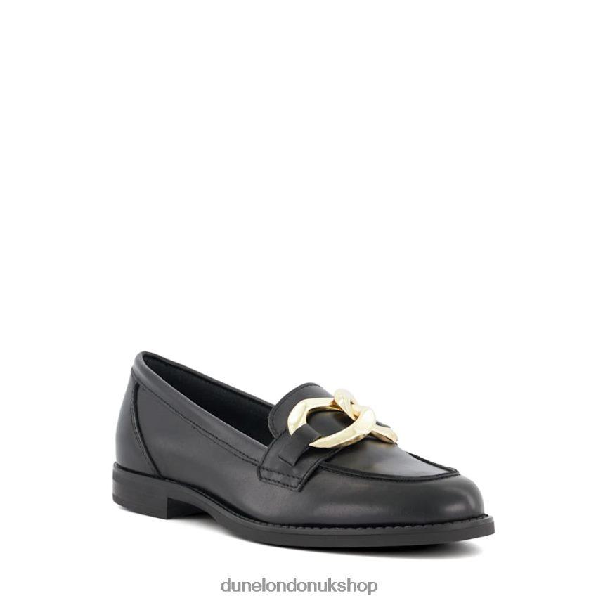 Chain-Detail Leather Loafers Women N4BBPB46 Dune London Goddess Black - Click Image to Close