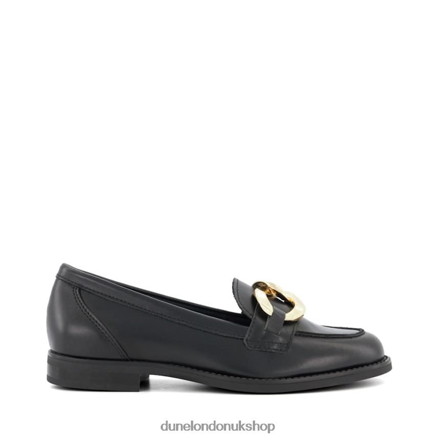 Chain-Detail Leather Loafers Women N4BBPB46 Dune London Goddess Black