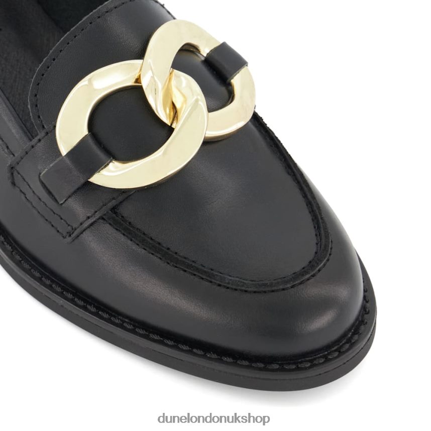 Chain-Detail Leather Loafers Women N4BBPB46 Dune London Goddess Black