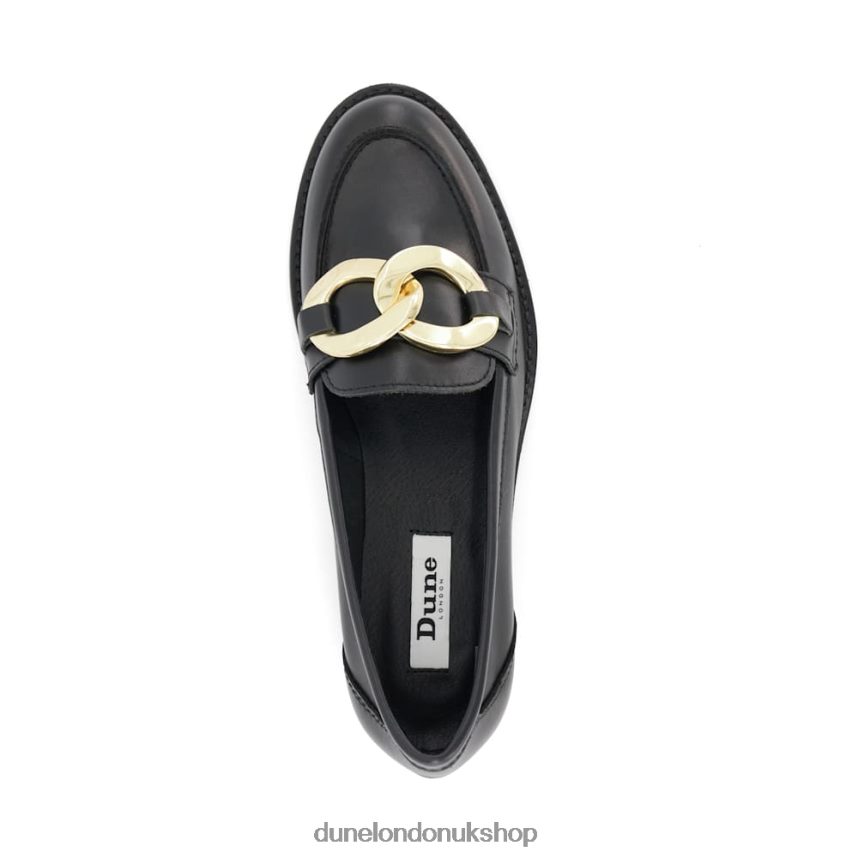 Chain-Detail Leather Loafers Women N4BBPB46 Dune London Goddess Black