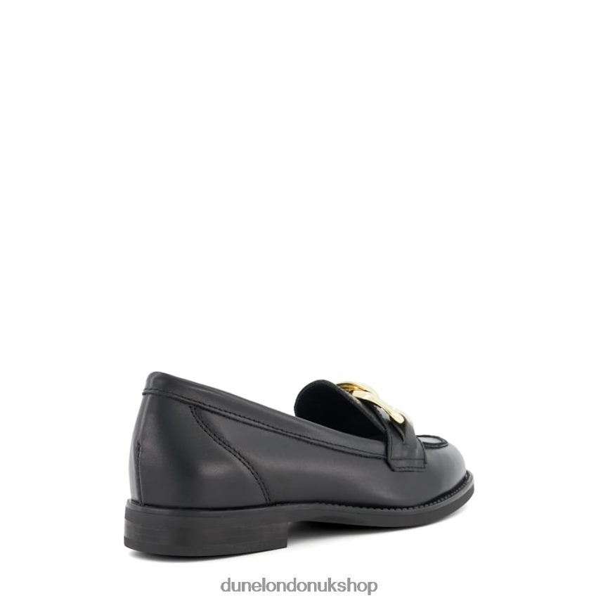 Chain-Detail Leather Loafers Women N4BBPB46 Dune London Goddess Black