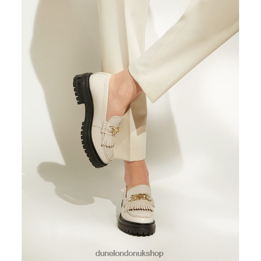 Chain-Tassel-Detail Chunky Loafers Women N4BBPB477 Dune London Georgiana Ecru