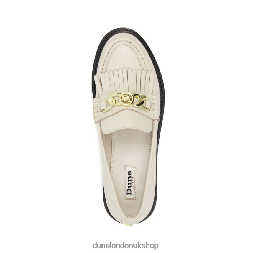 Chain-Tassel-Detail Chunky Loafers Women N4BBPB477 Dune London Georgiana Ecru