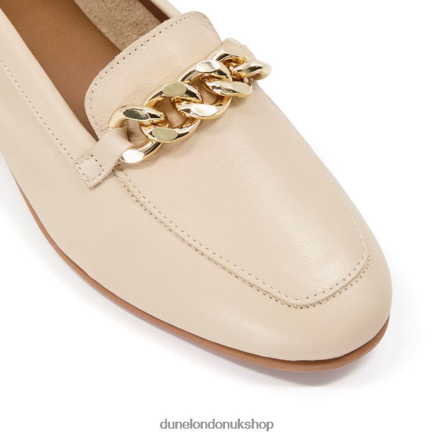 Chain Trim Leather Loafers Women N4BBPB219 Dune London Goldsmith Ecru