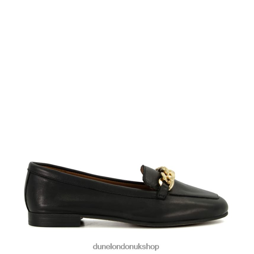 Chain-Trim Leather Loafers Women N4BBPB348 Dune London Goldsmith Black