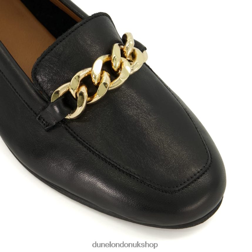 Chain-Trim Leather Loafers Women N4BBPB348 Dune London Goldsmith Black