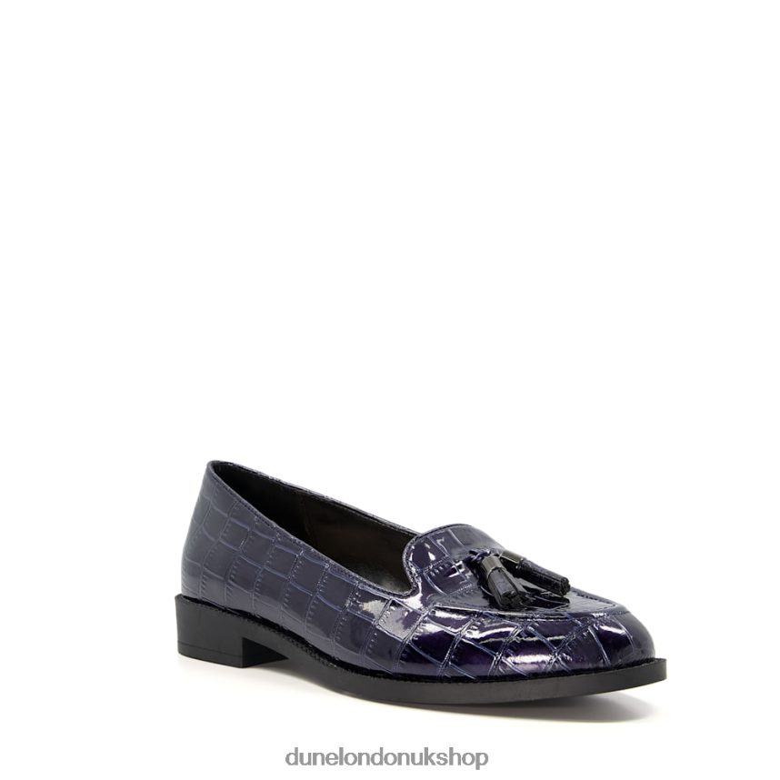 Croc-Effect Tasselled Loafers Women N4BBPB594 Dune London Global Navy - Click Image to Close