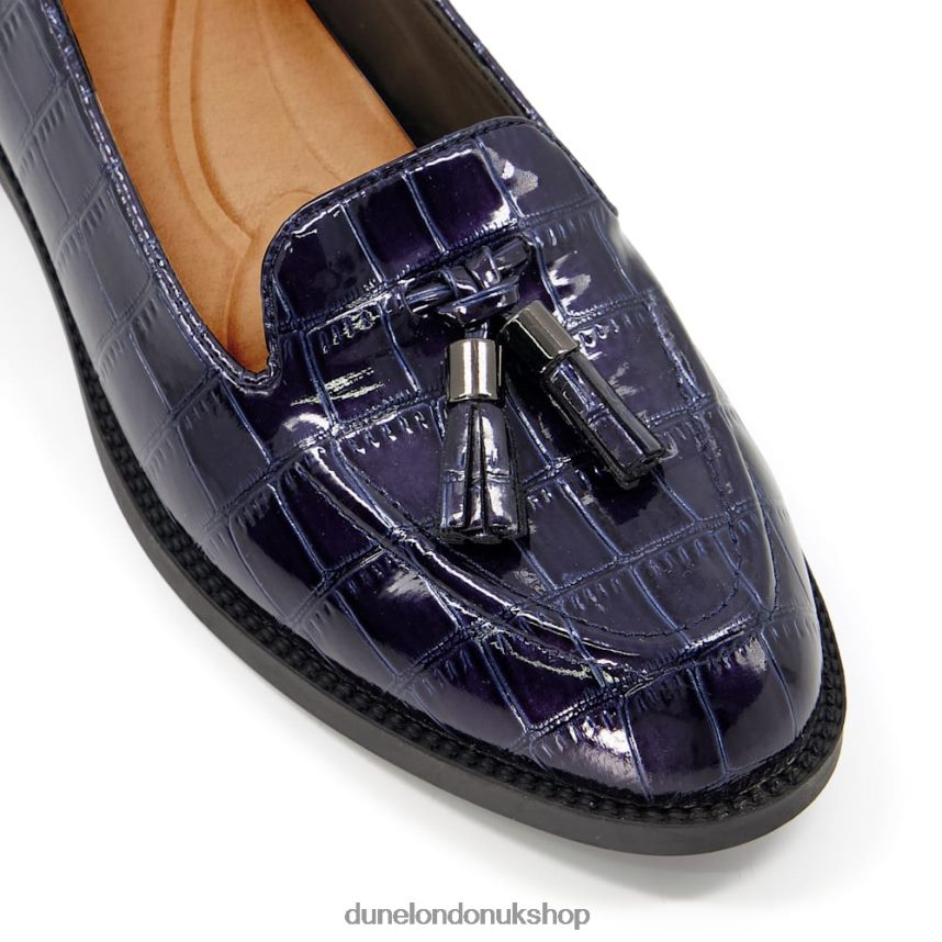 Croc-Effect Tasselled Loafers Women N4BBPB594 Dune London Global Navy