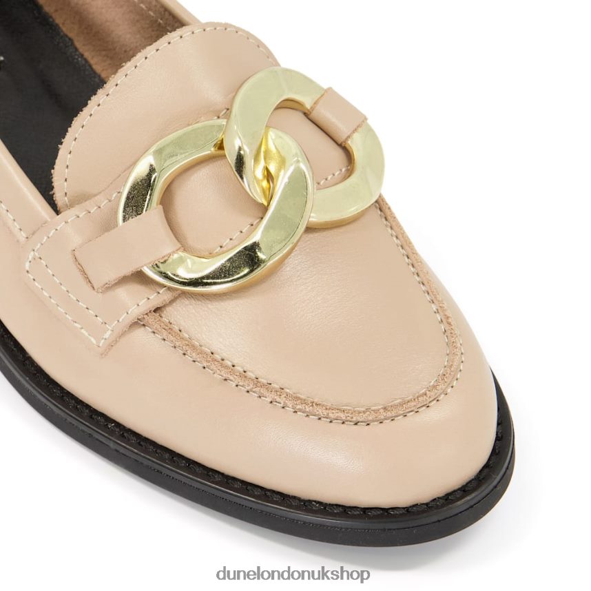 Large-Chain Snaffle Leather Loafers Women N4BBPB633 Dune London Goddess Camel