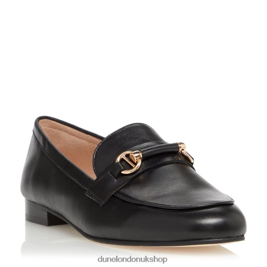 Leather Metal Trimmed Snaffle Loafers Women N4BBPB620 Dune London Grange Black