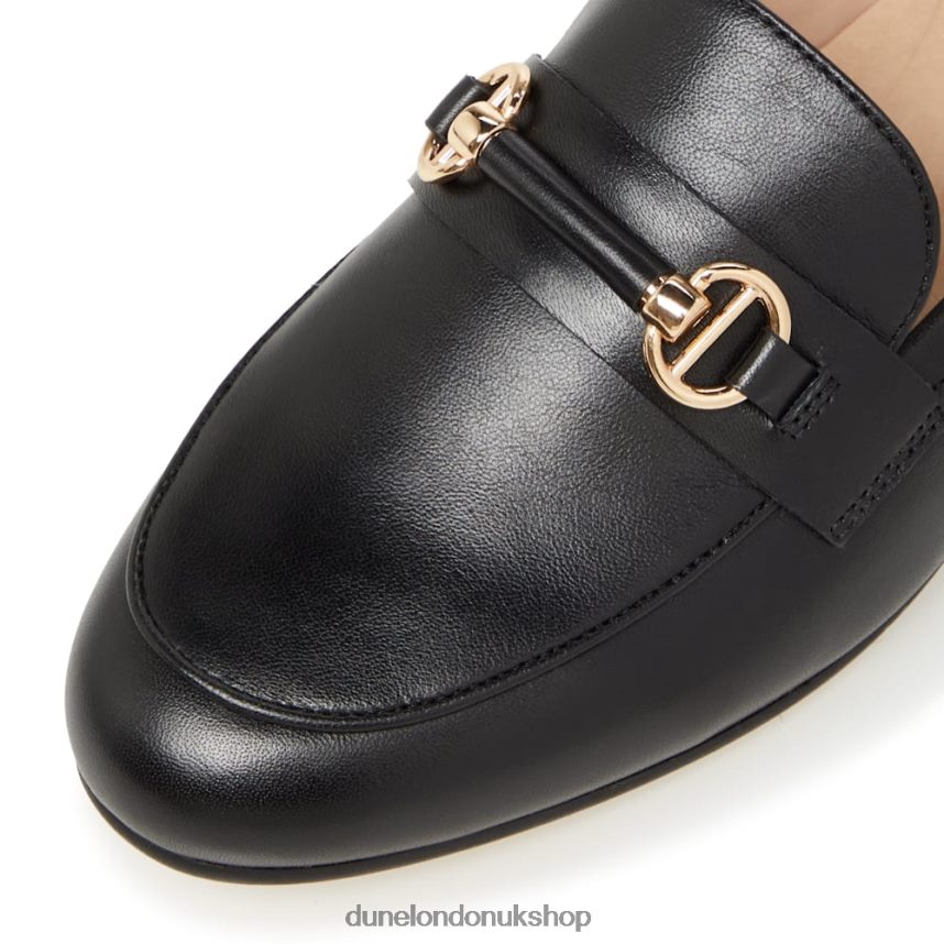 Leather Metal Trimmed Snaffle Loafers Women N4BBPB620 Dune London Grange Black