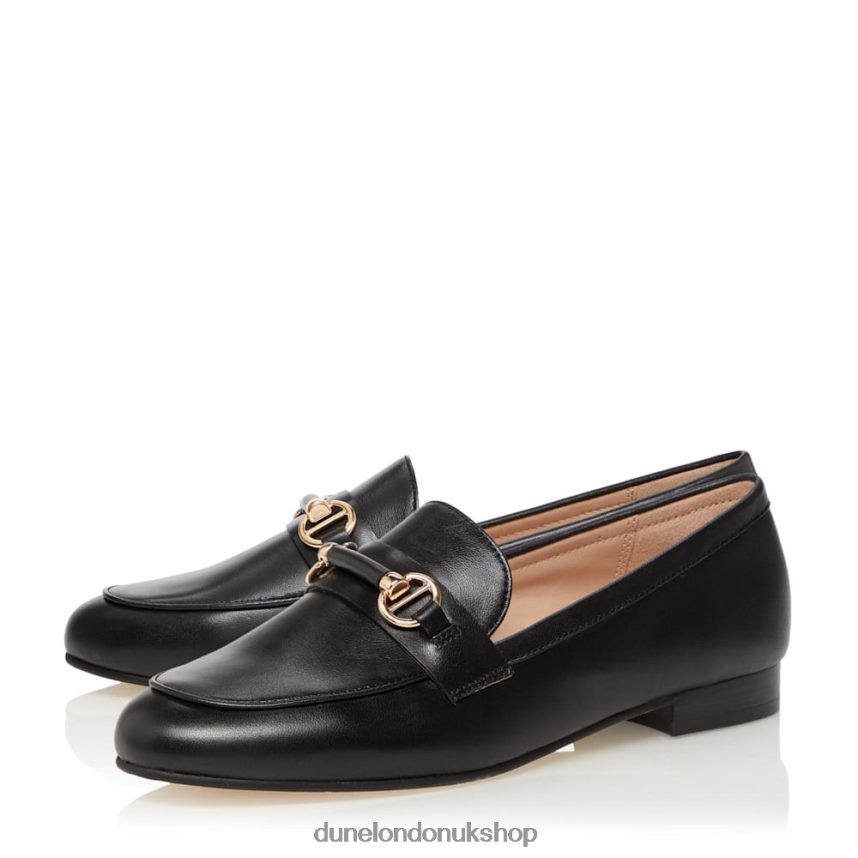 Leather Metal Trimmed Snaffle Loafers Women N4BBPB620 Dune London Grange Black