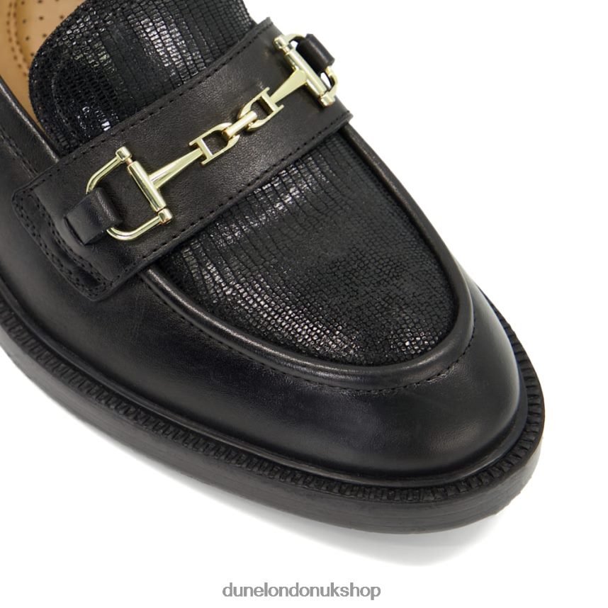 Leather Snaffle-Trim Loafers Women N4BBPB299 Dune London Grid Black