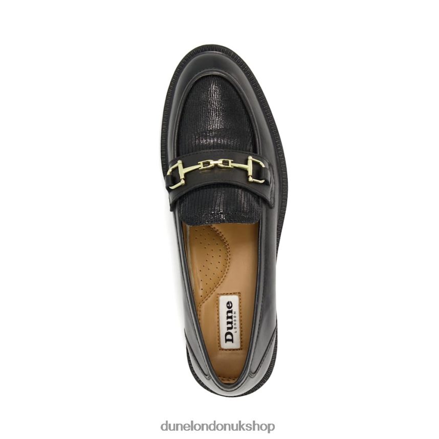 Leather Snaffle-Trim Loafers Women N4BBPB299 Dune London Grid Black