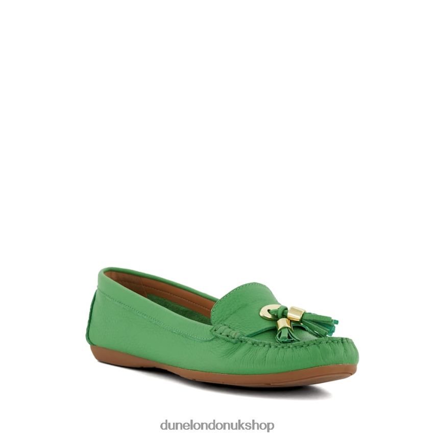 Leather Tassel-Trimmed Loafers Women N4BBPB580 Dune London Garner Green