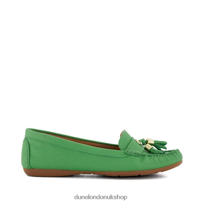 Leather Tassel-Trimmed Loafers Women N4BBPB580 Dune London Garner Green