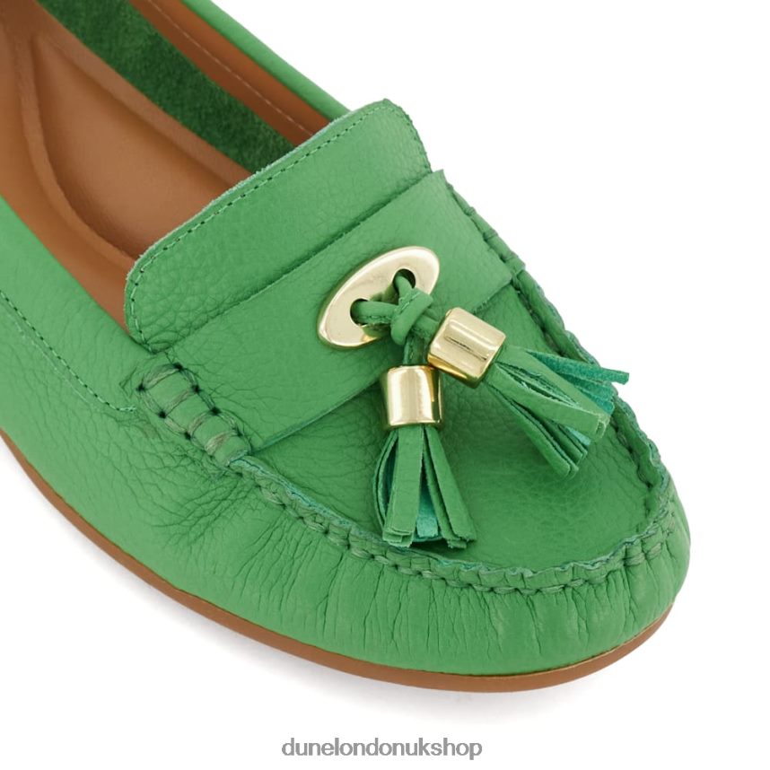 Leather Tassel-Trimmed Loafers Women N4BBPB580 Dune London Garner Green