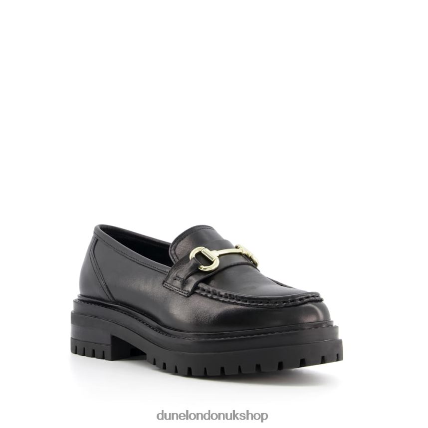 Leather Tractor Snaffle Loafers Women N4BBPB384 Dune London Gallagher Black - Click Image to Close