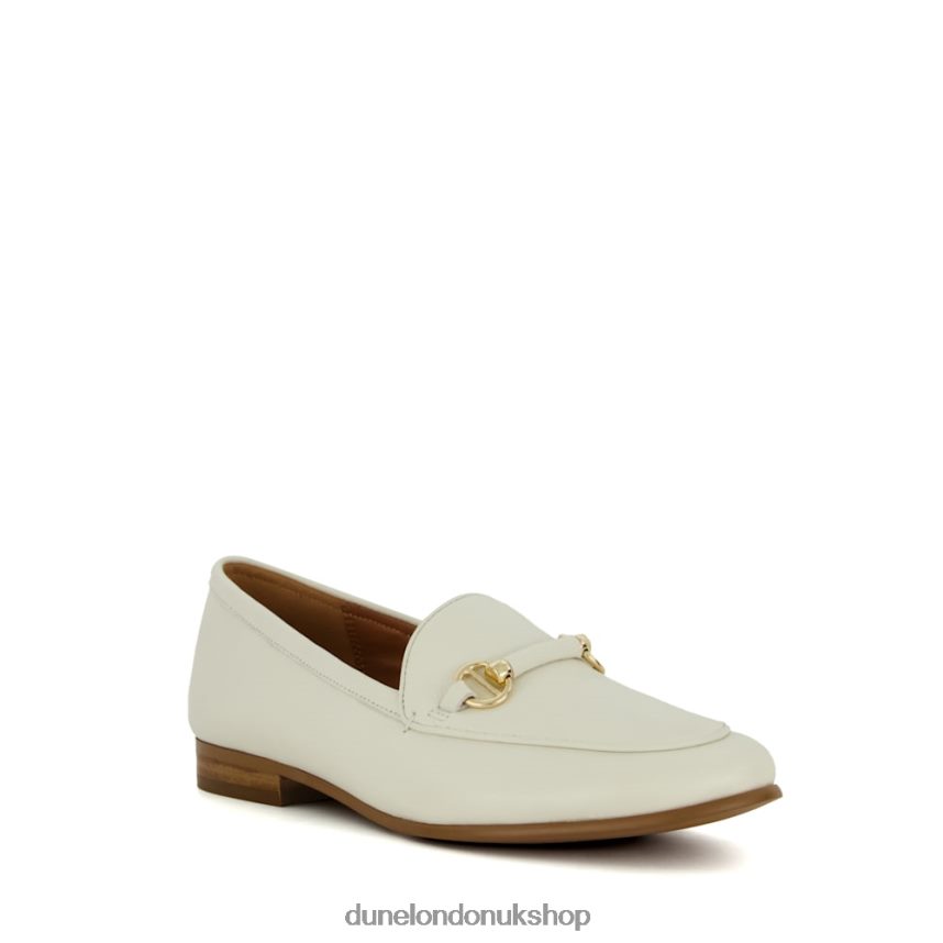 Metal-Trim-Snaffle Loafers Women N4BBPB108 Dune London Grandeur White - Click Image to Close