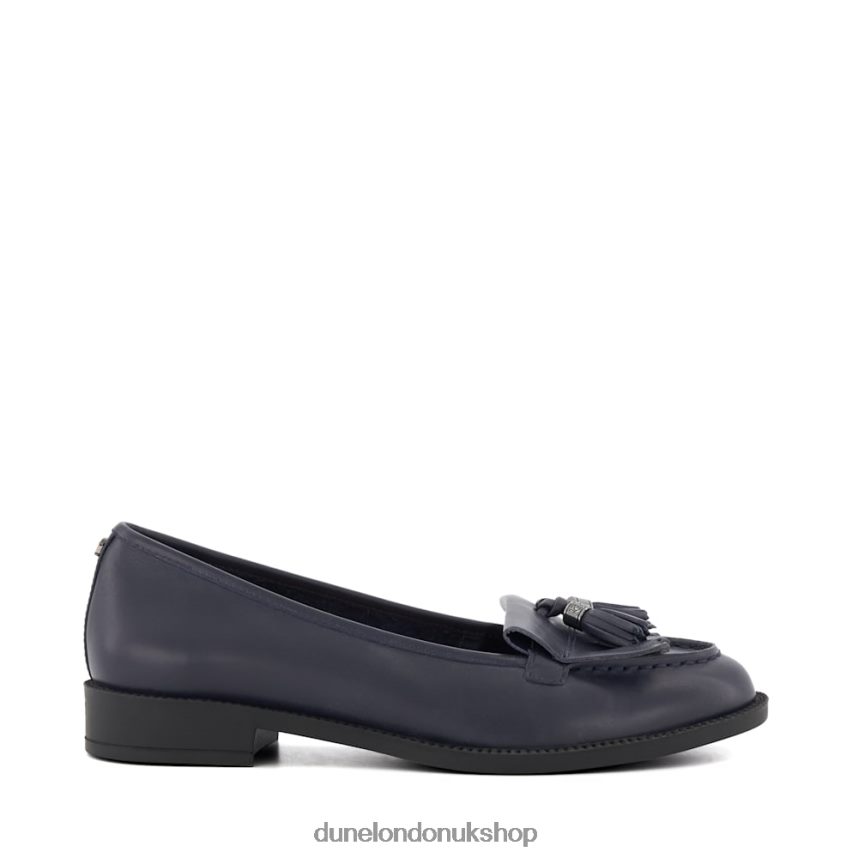 Tassel-Fringe-Trim Leather Loafers Women N4BBPB54 Dune London Granthams Navy