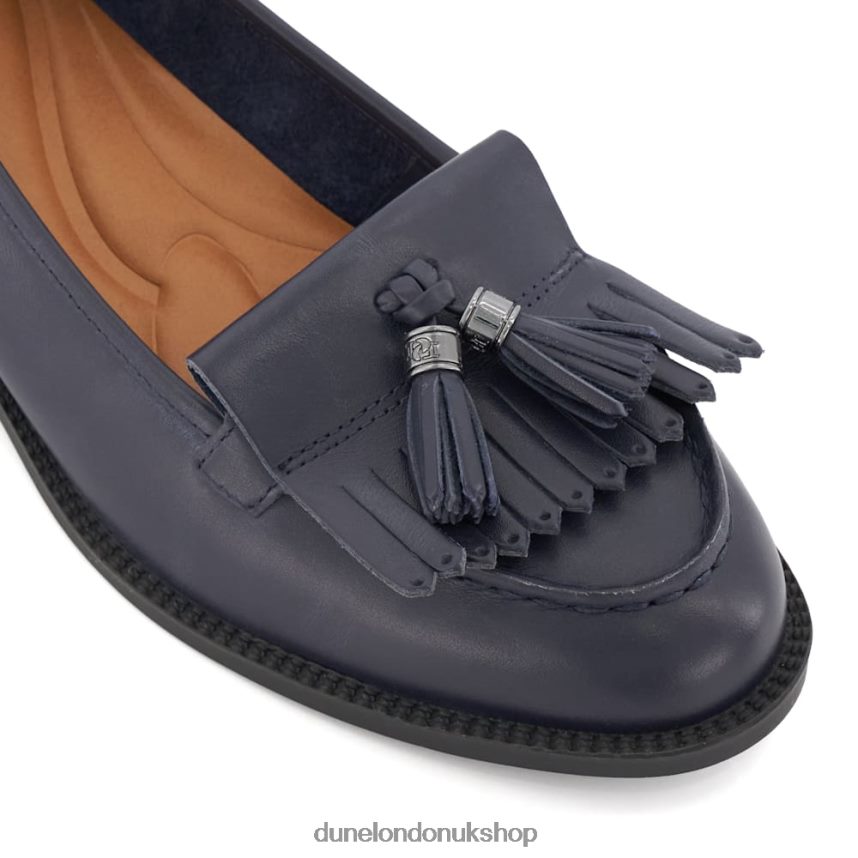 Tassel-Fringe-Trim Leather Loafers Women N4BBPB54 Dune London Granthams Navy