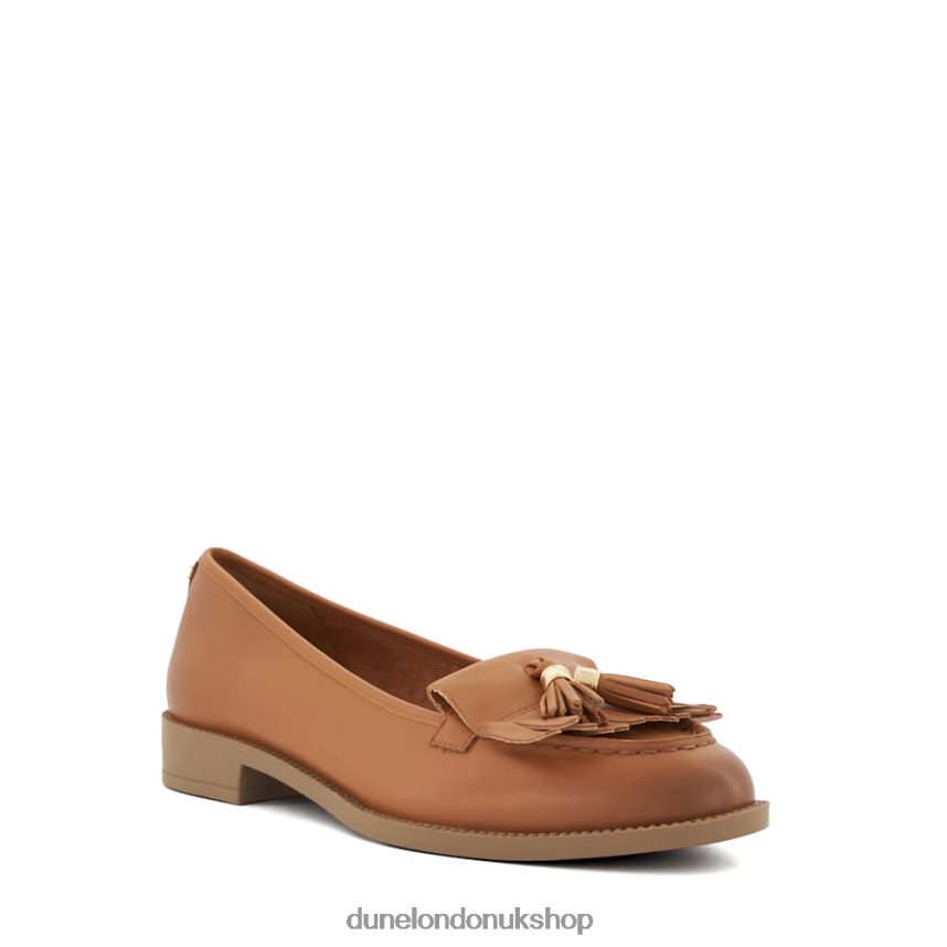 Tassel-Fringe-Trim Loafers Women N4BBPB55 Dune London Granthams Tan - Click Image to Close