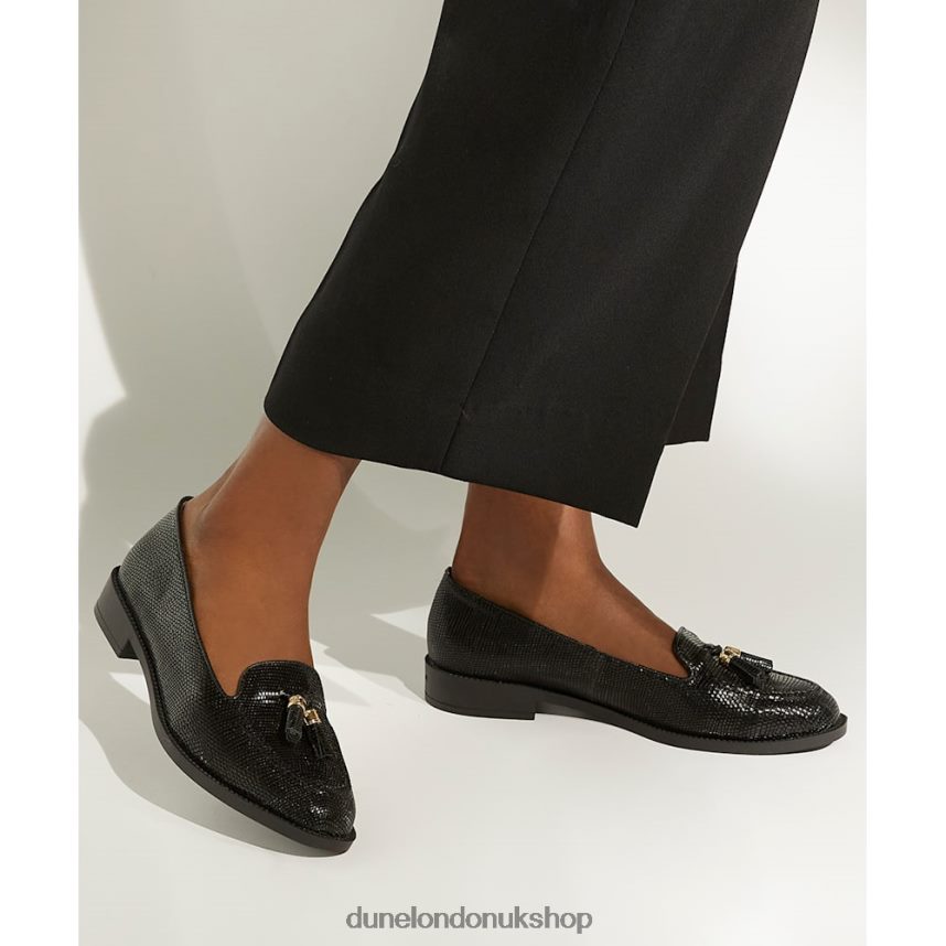 Tassel-Trim Leather Loafers Women N4BBPB549 Dune London Global Black