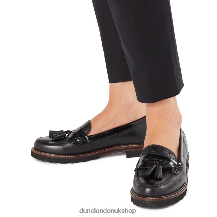 Textured Tassel Loafer Women N4BBPB660 Dune London Gennia Black