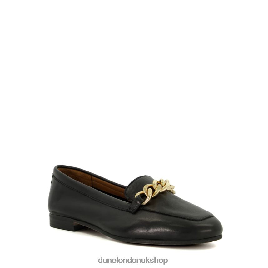 Wide-Fit Chain-Trim Leather Loafers Women N4BBPB148 Dune London Goldsmith Black