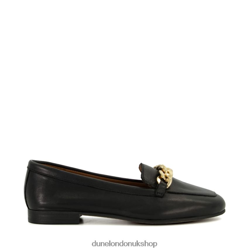 Wide-Fit Chain-Trim Leather Loafers Women N4BBPB148 Dune London Goldsmith Black