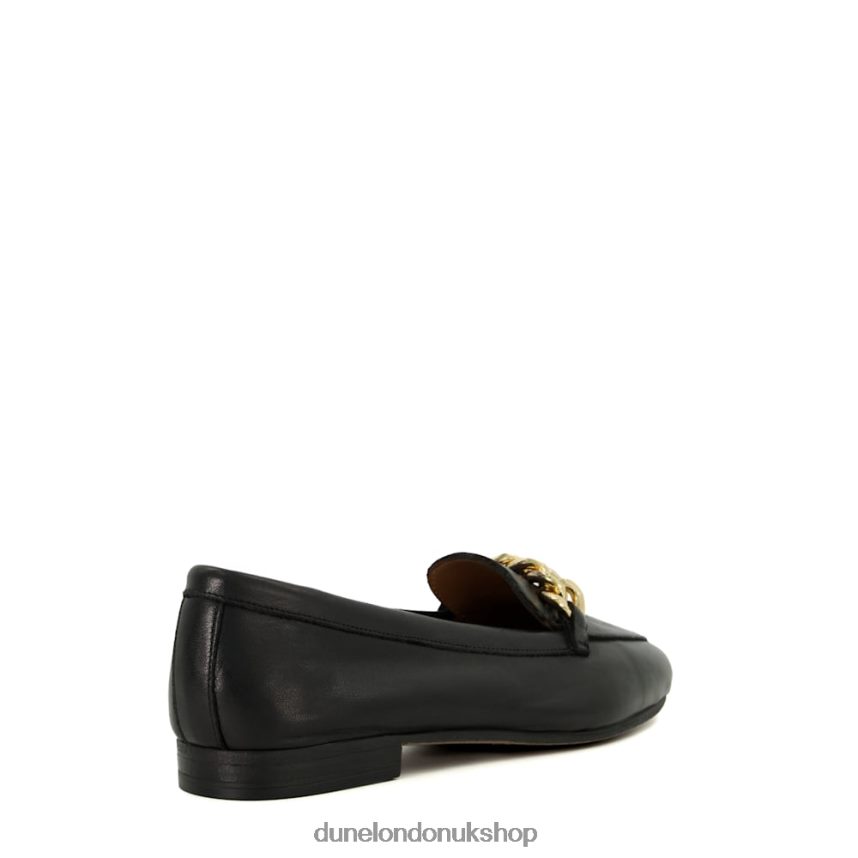 Wide-Fit Chain-Trim Leather Loafers Women N4BBPB148 Dune London Goldsmith Black