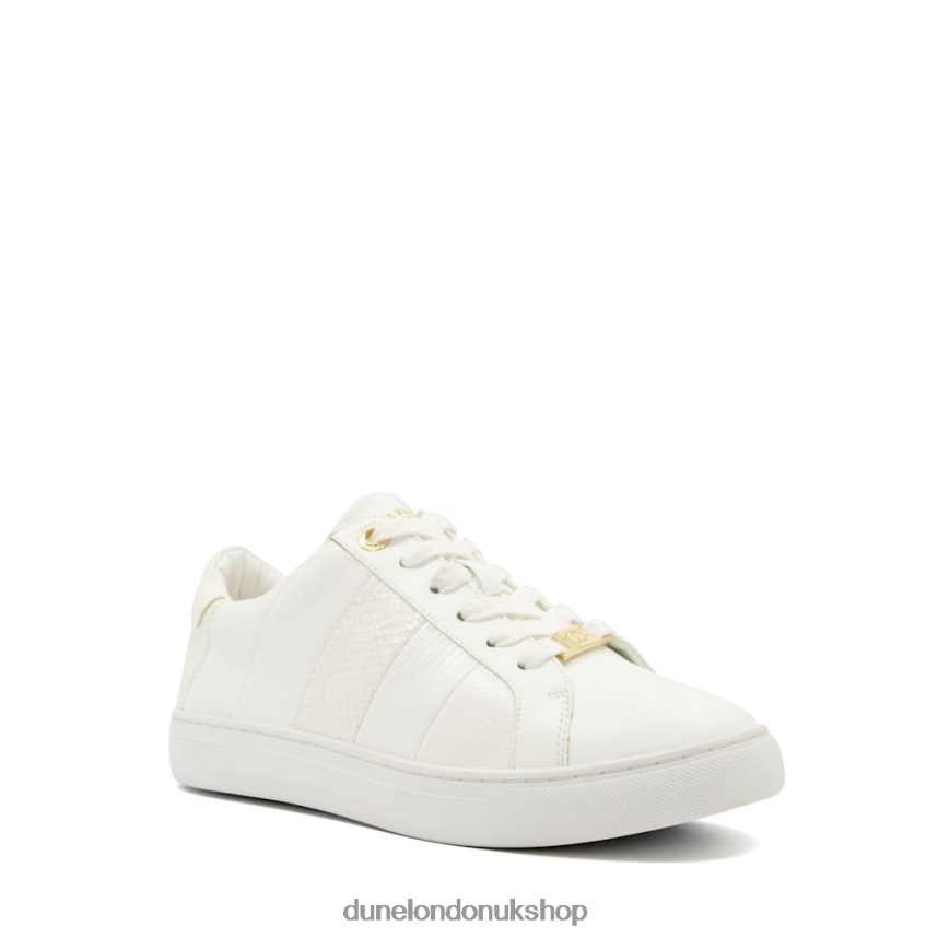 Croc And Snake Trim Lace-Up Trainers Women N4BBPB327 Dune London Everleigh White