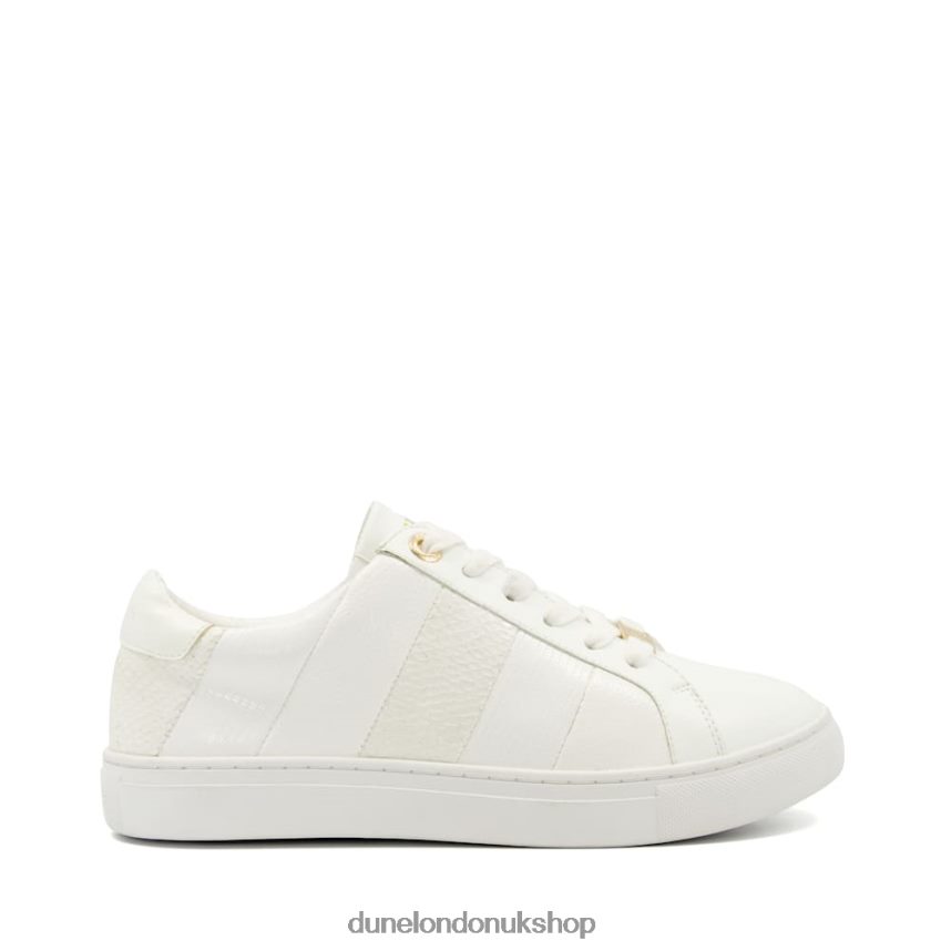 Croc And Snake Trim Lace-Up Trainers Women N4BBPB327 Dune London Everleigh White