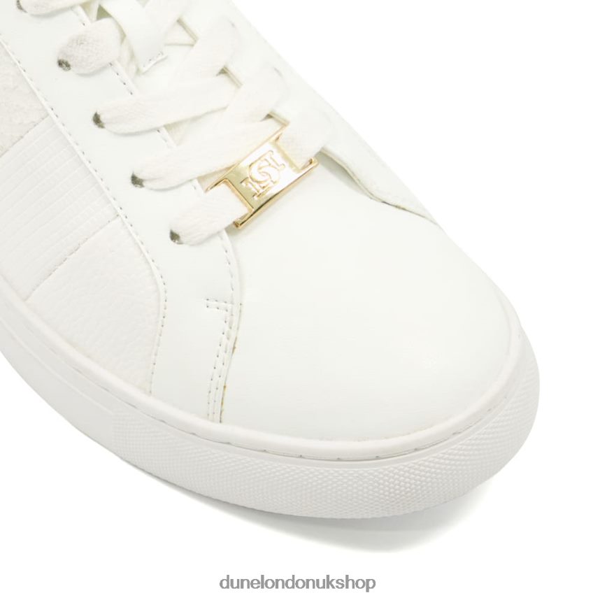 Croc And Snake Trim Lace-Up Trainers Women N4BBPB327 Dune London Everleigh White