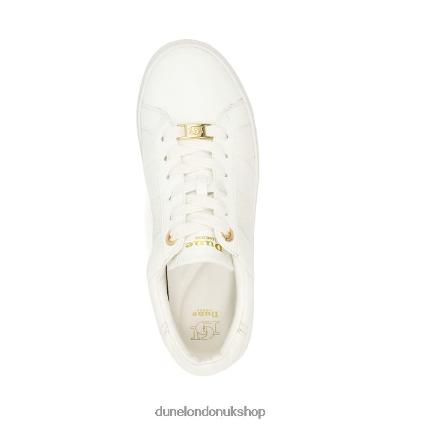 Croc And Snake Trim Lace-Up Trainers Women N4BBPB327 Dune London Everleigh White