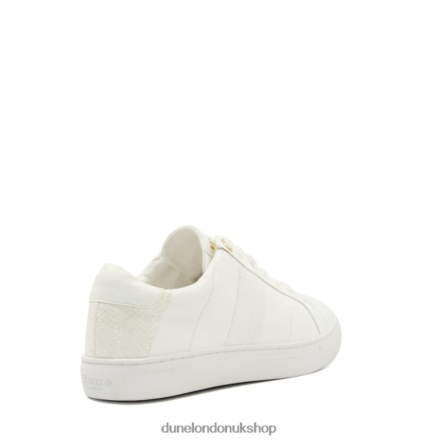 Croc And Snake Trim Lace-Up Trainers Women N4BBPB327 Dune London Everleigh White