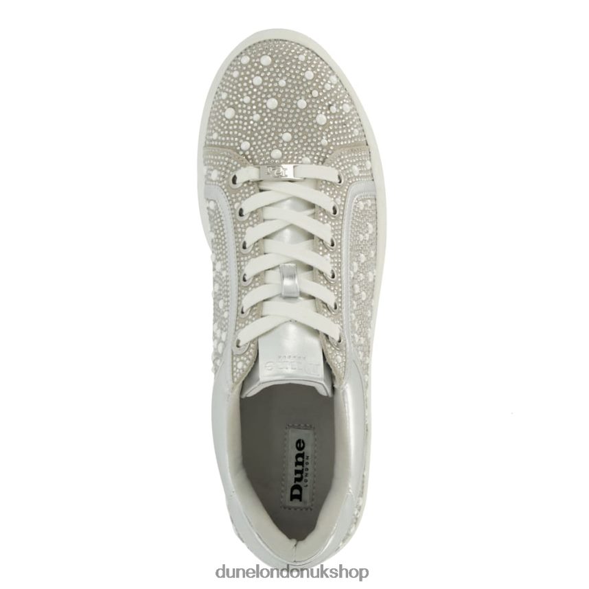 Diamante-Embellished Metallic Trainers Women N4BBPB206 Dune London Everleas Silver